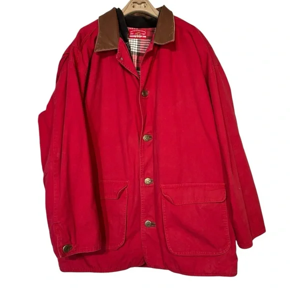 Vintage Marlboro Country Store Chore Coat Red Denim Workwear XL